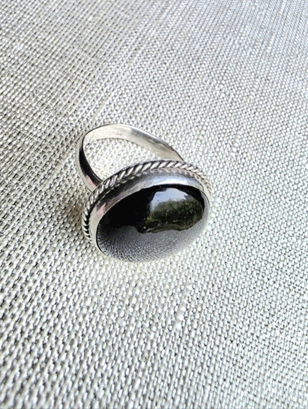 Sterling Silver Black Onyx Oval Men's Ring Size 11.5